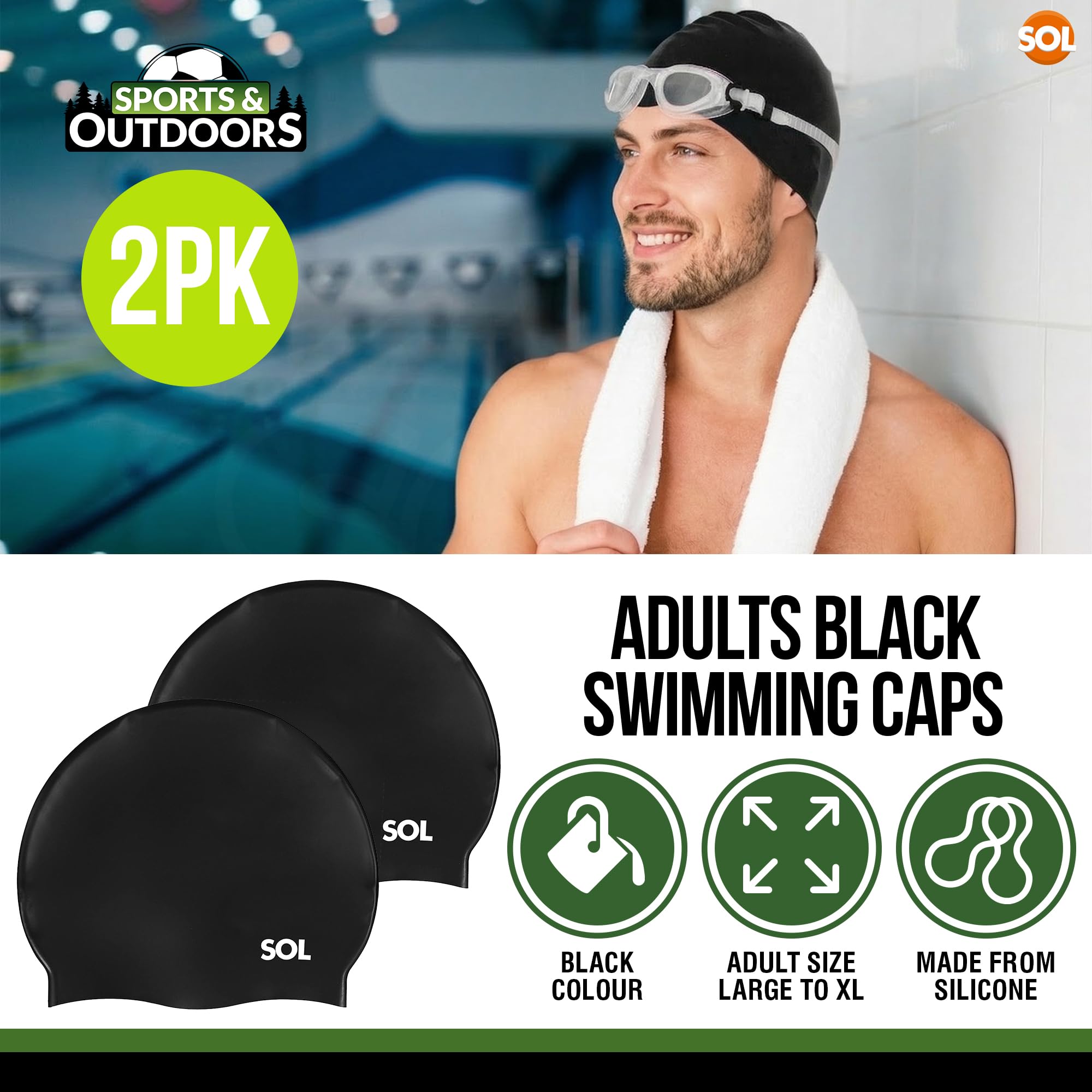 BSITSSS Lot De 2 Bonnets De Bain Silicone - Qualité Supérieure Pour Cheveux Longs, Épais Ou Bouclés