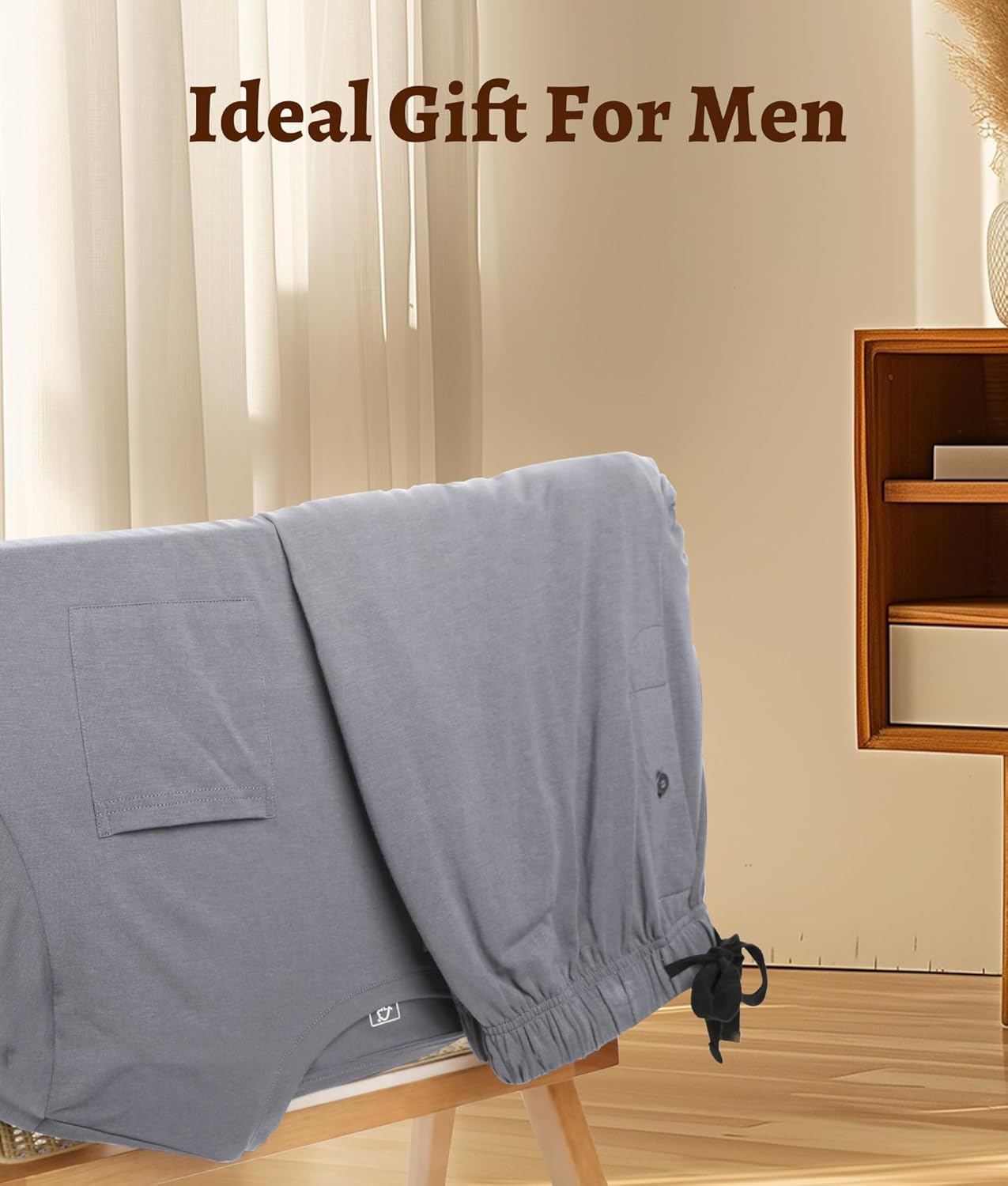 BAMBOO COOL Mens Pajama Set Bamboo Viscose Soft Pijamas Sets for Men Long Sleeve Full Length Pants Pjs Sleepwear with Pockets - Image 7