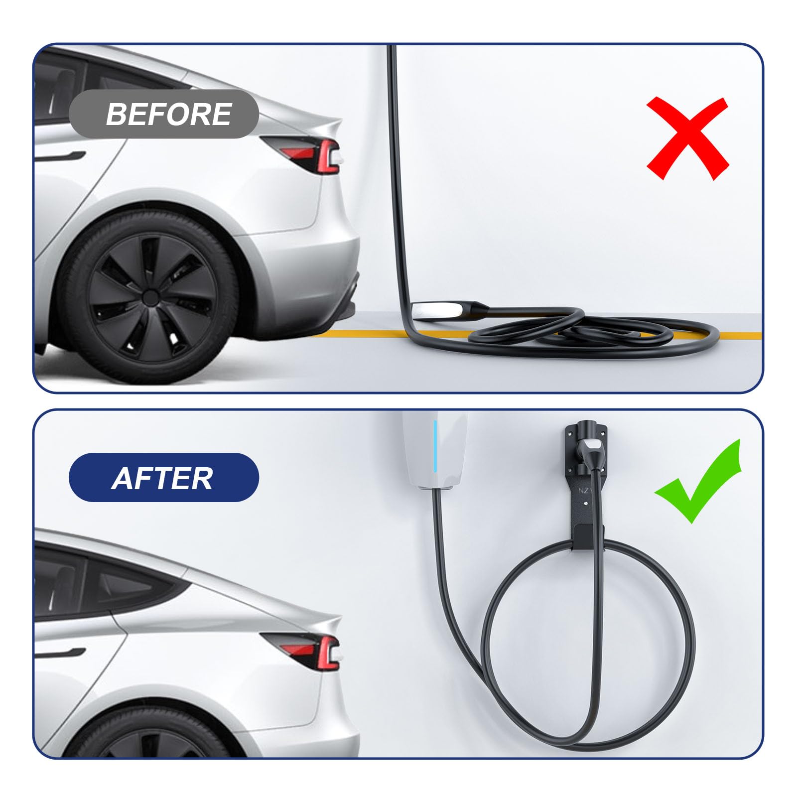 Amazon.co.jp: Tesla (テスラ) 充電器ホルダー 壁取り付け、ケーブル