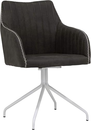 Calico Designs Adelaide - Silla giratoria de respaldo medio, silla decorativa de oficina en casa con brazos, sin ruedas en patas de metal