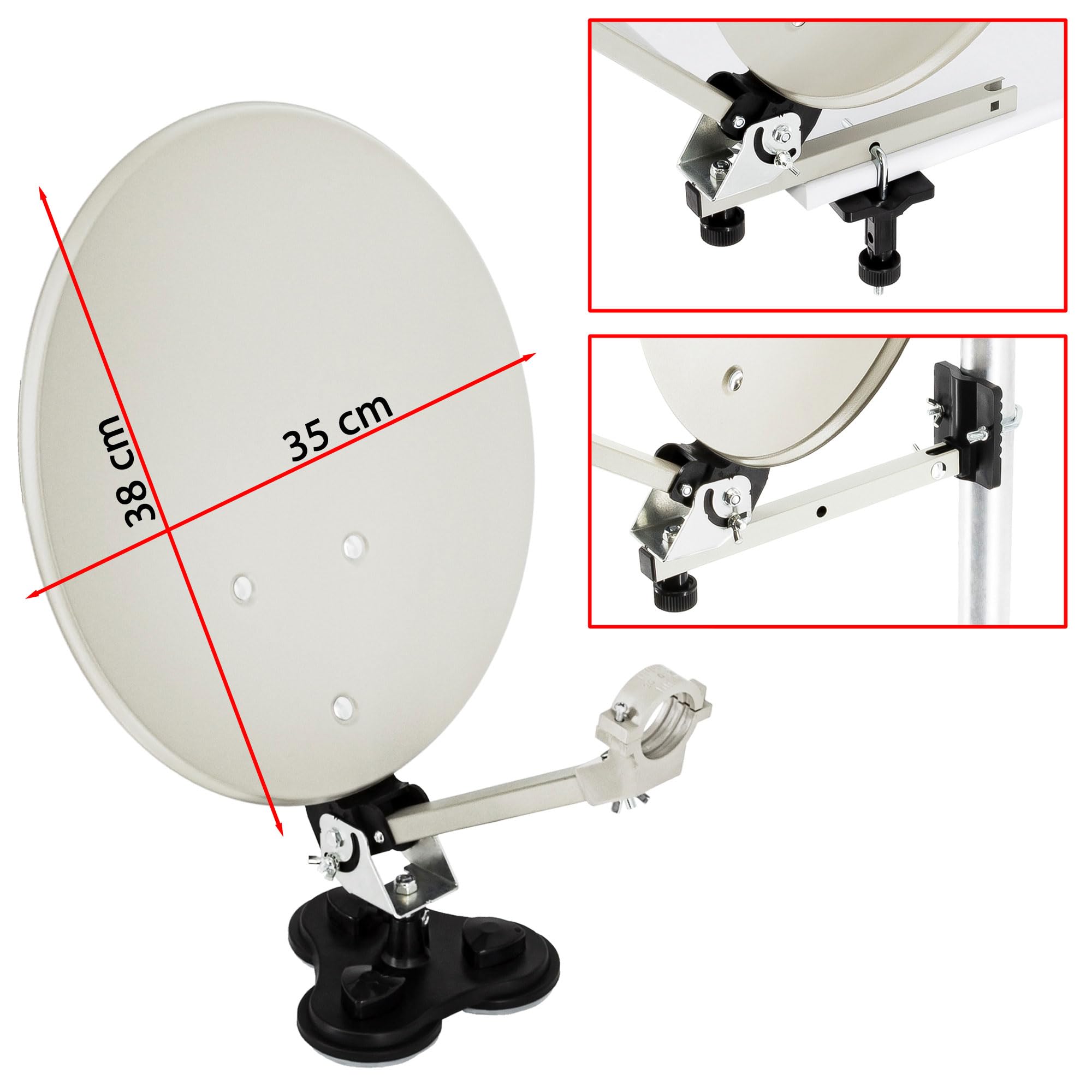Camping Satelliten-Anlage Mobile Antenne Single LNB TV SAT-Finder 10m Koaxial-Kabel Dreibein Stativ