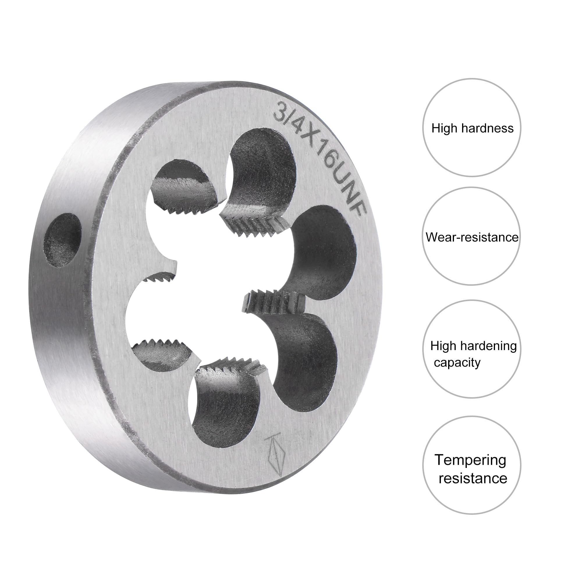 sourcing map Terraja, Terrajas de Roscar Métricas 3/4"-16 UNF, Terraja Redonda 45mm Diámetro Exterior, Troquel para Roscar de Aleación de Acero