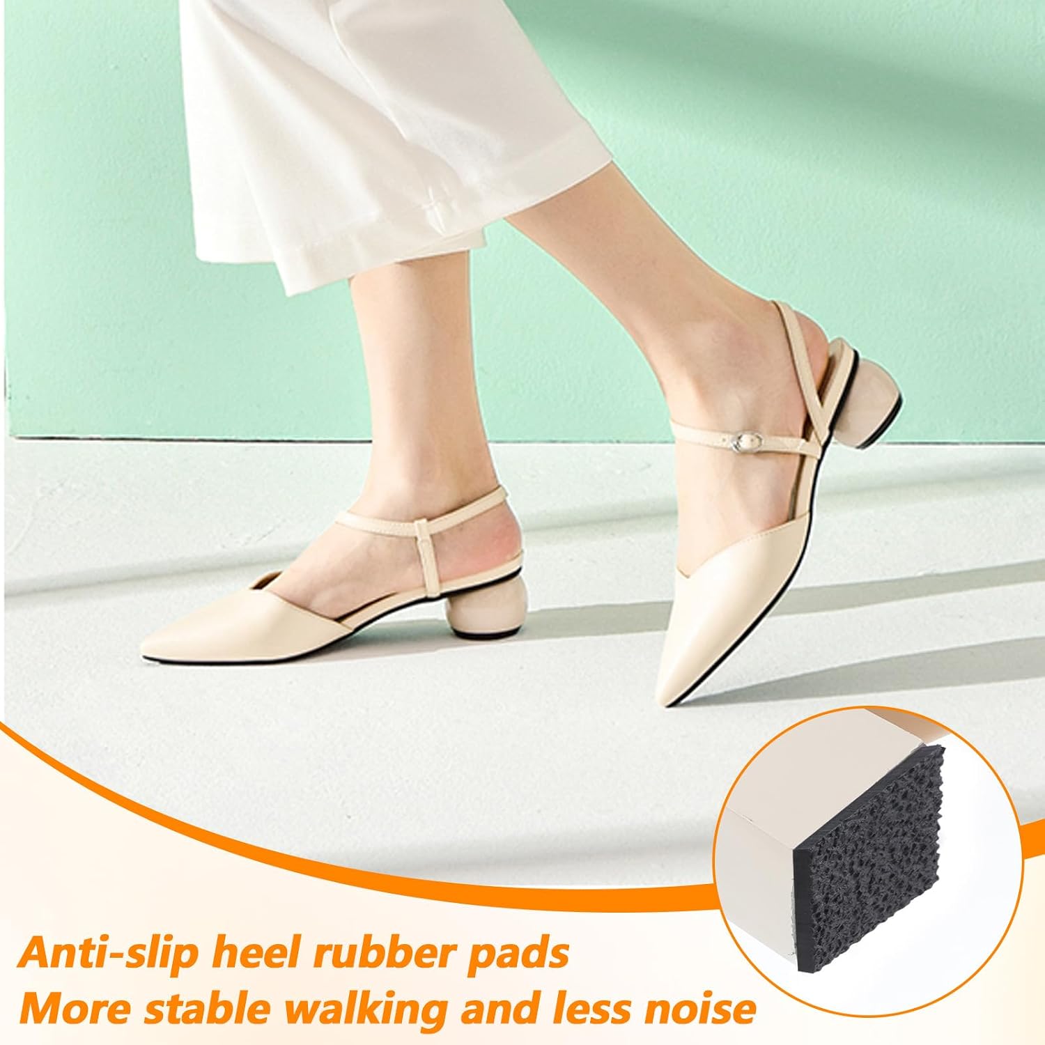 Thinp 4 Pcs Shoe Heel Repair, Rubber Boot Heel Replacement 1/4 Inch Thick Shoe Heels Pad Non-Slip Shoes Sole Protector for High Heels (Black)