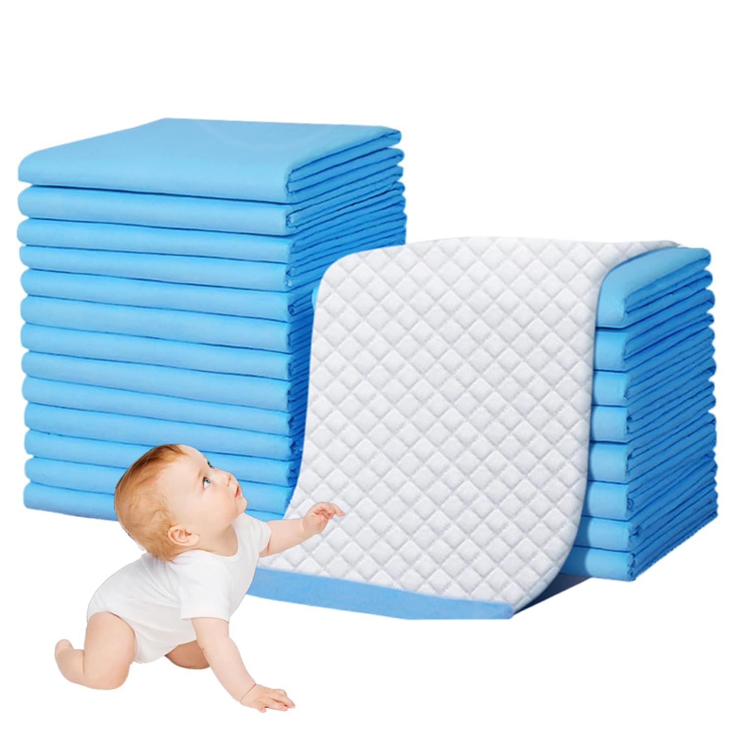 100Pcs Disposable Changing Pads for Baby 13x17.7 Soft Quick Absorbing Nonwoven Baby Changing Pad for Babies, Adults and Pets