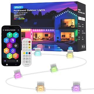 FNY Permanent Outdoor Lights 150ft Smart RGB with 90 LED, IP67 Waterproof for Outdoor Decor, App/Remote Control Eaves Lights Compatible with Alexa, Google Assistant, DIY Scene Modes for Christmas - Amazon product rated Grade A