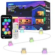 FNY Permanent Outdoor Lights 150ft Smart RGB with 90 LED, IP67 Waterproof for Outdoor Decor, App/Remote Control Eaves Lights Compatible with Alexa, Google Assistant, DIY Scene Modes for Christmas