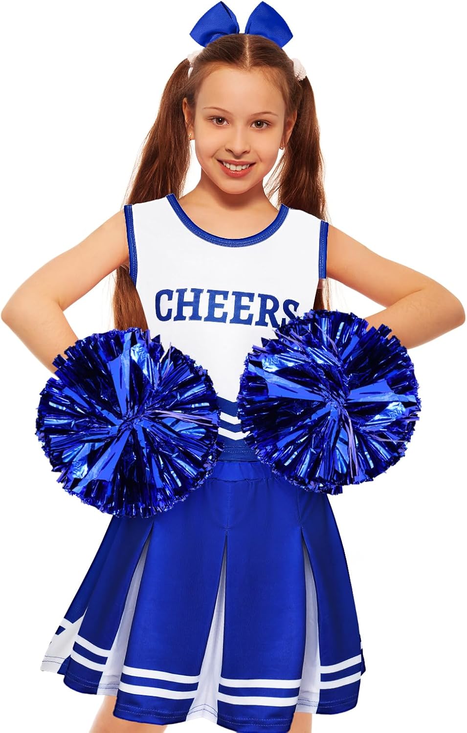 Unittype 4 Pieces Girls Cheerleader Costumes Outfit Cheer Uniform Halloween Dress for Party Birthday