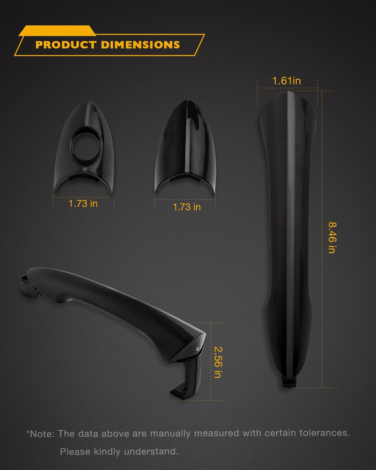 Exterior Door Handle Set (4PCS), Compatible with 2011-2014 Hyundai Sonata, Outside Front & Rear Left Driver & Right Passenger w/keyhole, OE# 826513S000 HY1310133 HY1311133 836523S000 Outer handle part