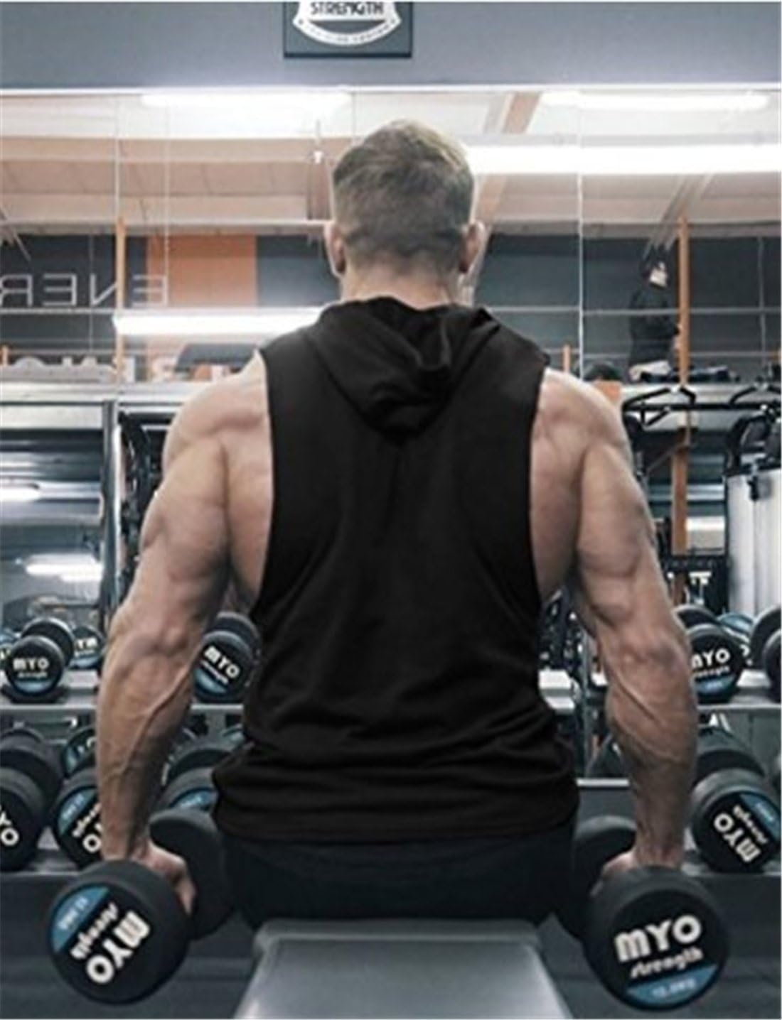 Men's Workout Hooded Tank Tops Bodybuilding Muscle Shirt Sleeveless Gym Training Hoodies - Image 2