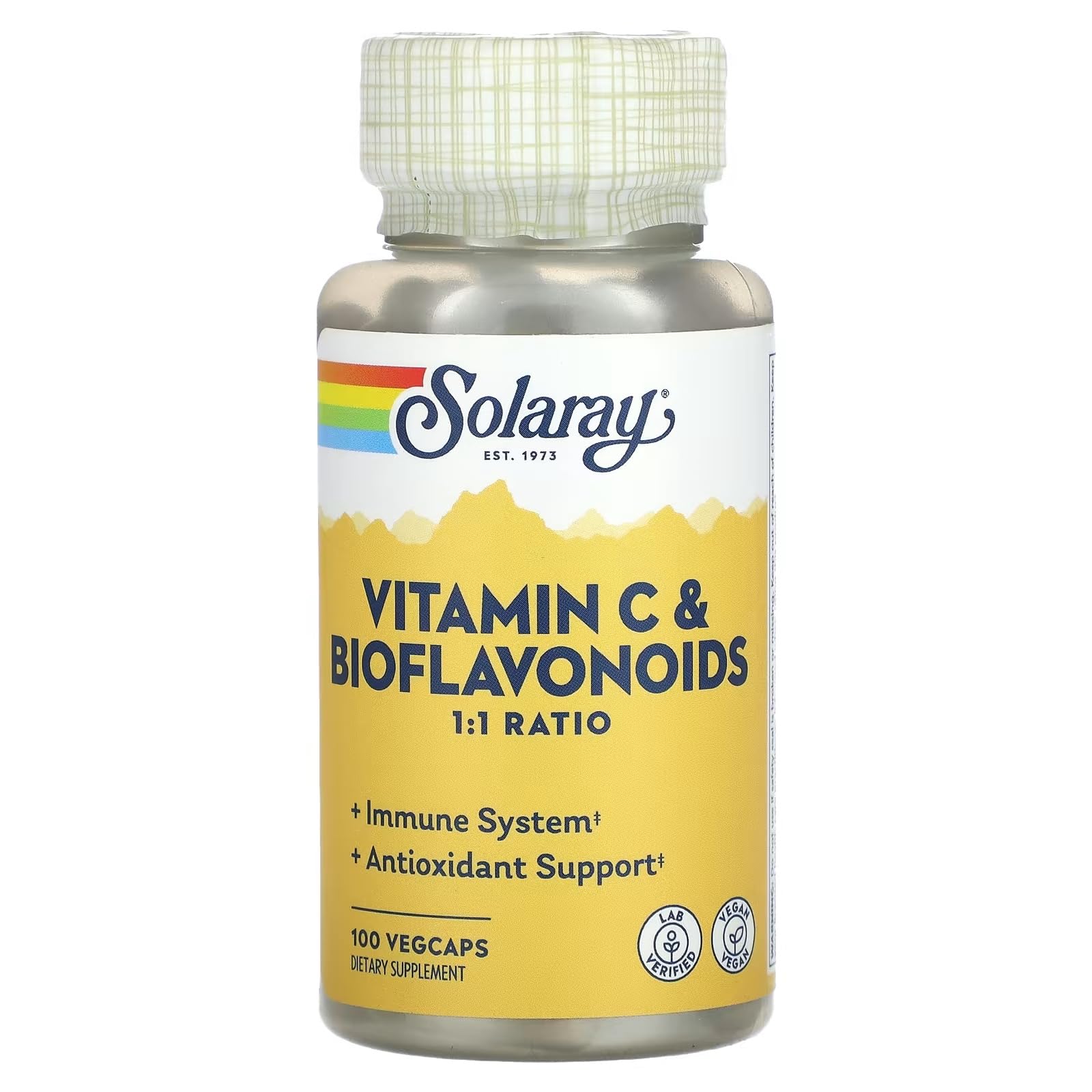 Vitamin C & Biioflavonoid 1:1 Ratio Compatible with Solaray, Support Immune, Antioxidant, Cherry Flavor, 100 VegCaps