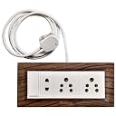 Palfrey Wooden Texture Electric Extension Board - 5A + 5A + 1 Universal Two Pin Socket with Master Switch and Heavy Duty 5 Meter Wire (Wooden Texture) (5 Meter) (1800W) gallery image