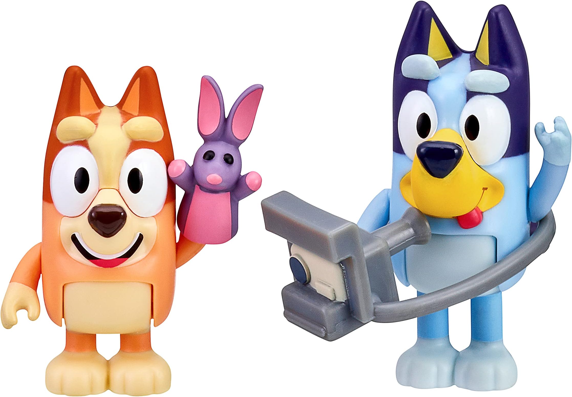 Bluey and Bingo Photographer 2 Figure Playset Pack Articulated 2.5 Inch Action Figures Includes Toy Bob Bilby Puppet and Camera Official Collectable Toy