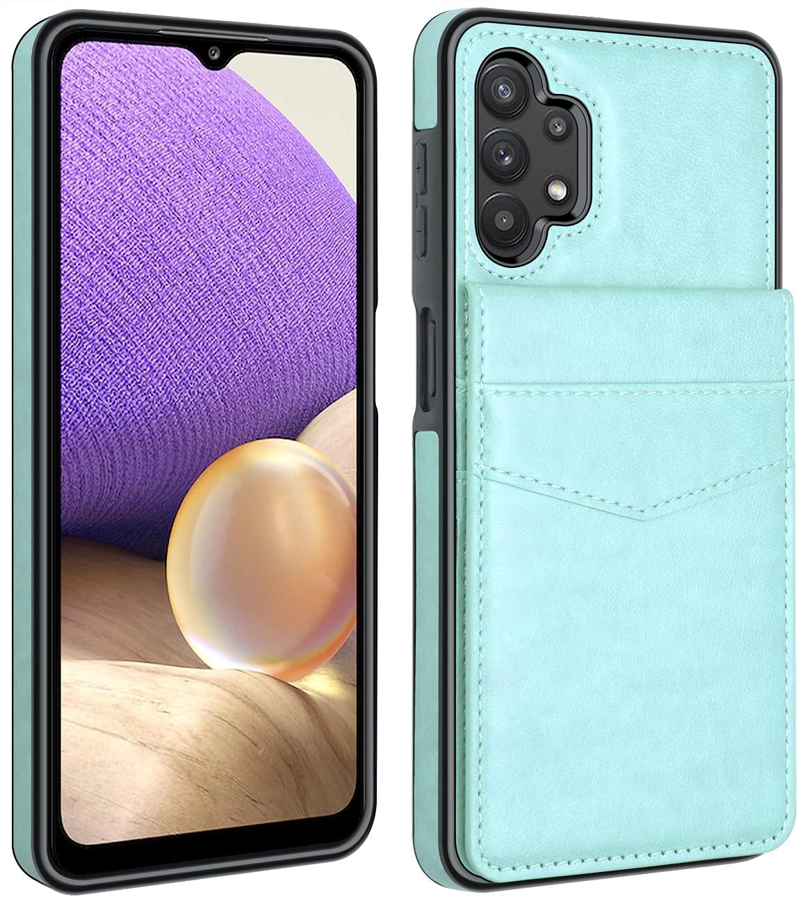 LakiBeibi Galaxy A32 5G Case, Dual Layer Lightweight Premium Leather Galaxy A32 5G Case Wallet with Card Holders Magnetic Lock Flip Protective Phone Case for Samsung Galaxy A32 5G (2021), Mint