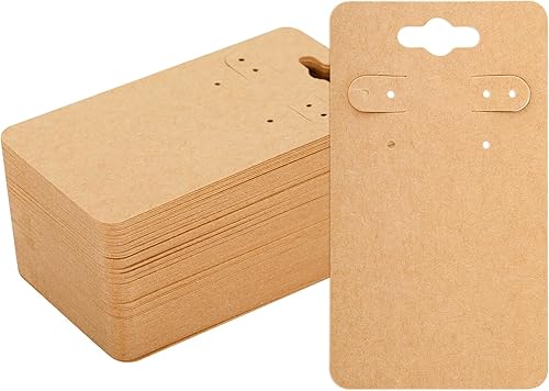 joycraft 100 tarjetas de exhibición de aretes con 6 agujeros, tarjetas de papel kraft de 2 x 3.5 pulgadas, etiquetas de exhibición de joyas de papel