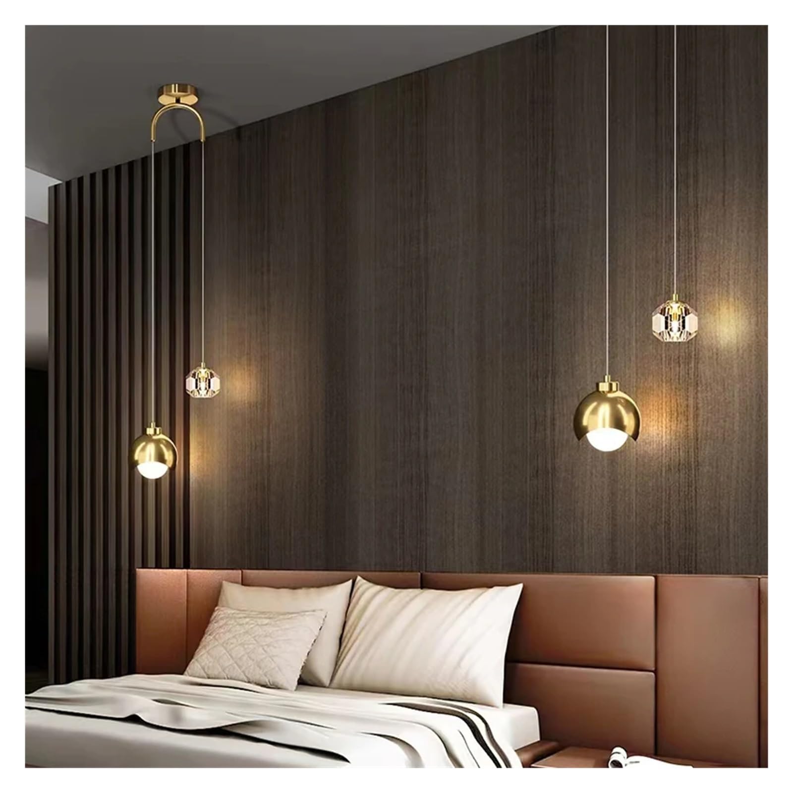 Fashion Chandelier Modern Simple Crystal Pendant Light Luxury Master Bedroom Bedside Hanging Lamp - Minimalist Long Line Living Room Lustre,Led Chandelier Lights