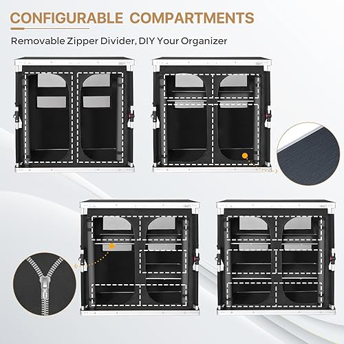 Vista 33 de EAGLE PEAK Mesa de camping plegable para exteriores con organizador grande de almacenamiento de 3 niveles y bolsillos laterales, fácil de instalar