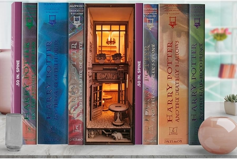 Book Nook Cafe Kitap Tutucu DIY Kendin Yap - Görsel 2