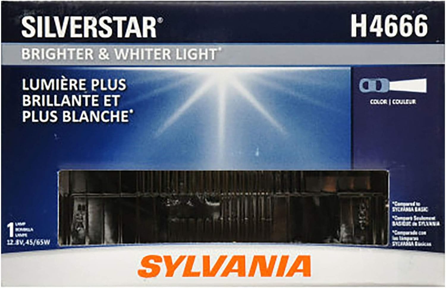 SYLVANIA - H4666 SilverStar Sealed Beam Headlight - High Performance Halogen Headlight Replacement (100x165), Brighter & Whiter Light for Added Clarity Downroad and Sideroad, (Contains 1 Bulb)