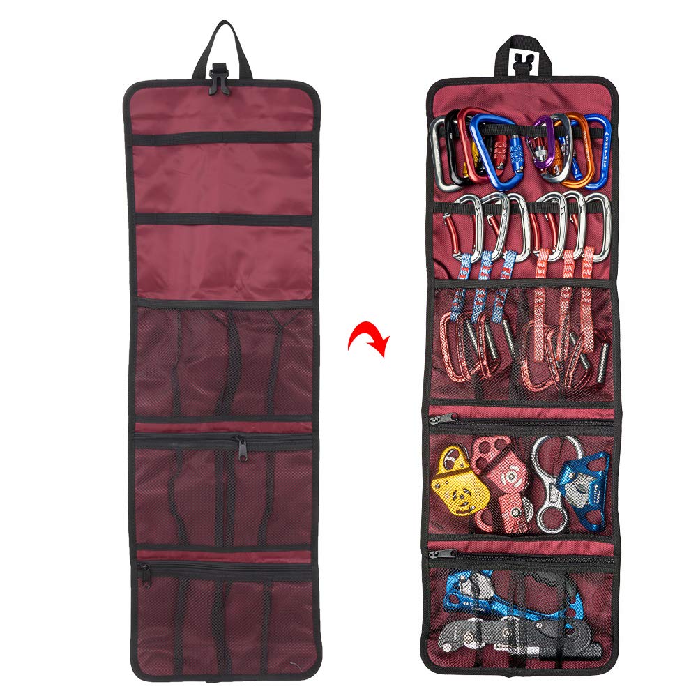 Sonew Bolsa de Almacenamiento de Equipo de Escalada de Nailon Rojo Versátil con Bolsa Colgante Rápida para Exteriores