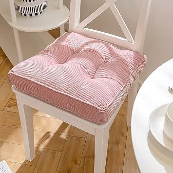 ZZenSmot Modern Thicken Tufted Seat Cushion,Square Corduroy Chair Cushion Thicken Tatami Floor Pillow with Ties for Living Room Balcony Office-Pink 40x40cm16x16inch
