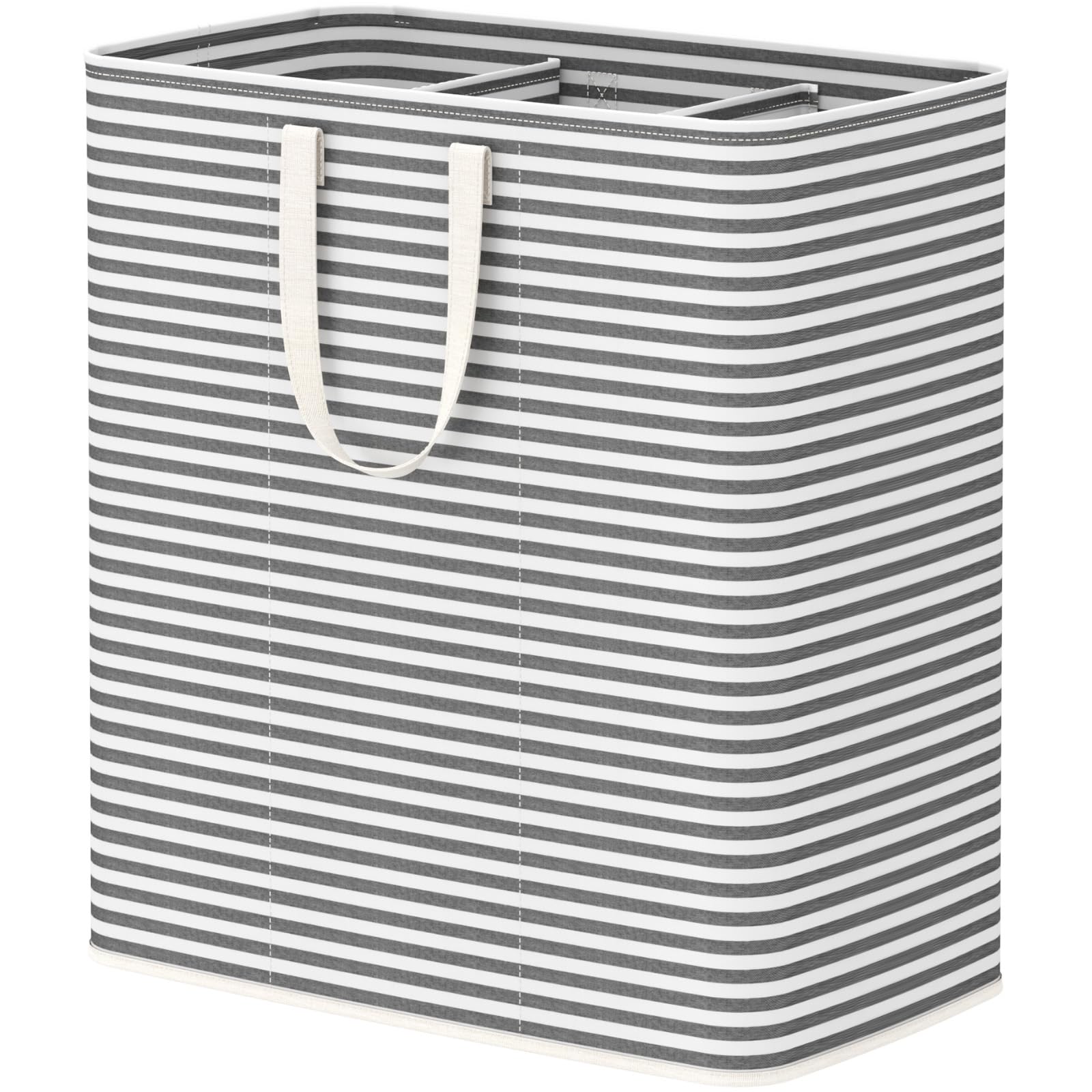 Lifewit 150L Wäschekorb 3 Fächer, Großer Wäschesammler, Faltbare Wäschebox, Wäschesortierer/Aufbewahrungsbox mit Griffen für Kleidung, Handtücher, Spielzeug, Schwarz