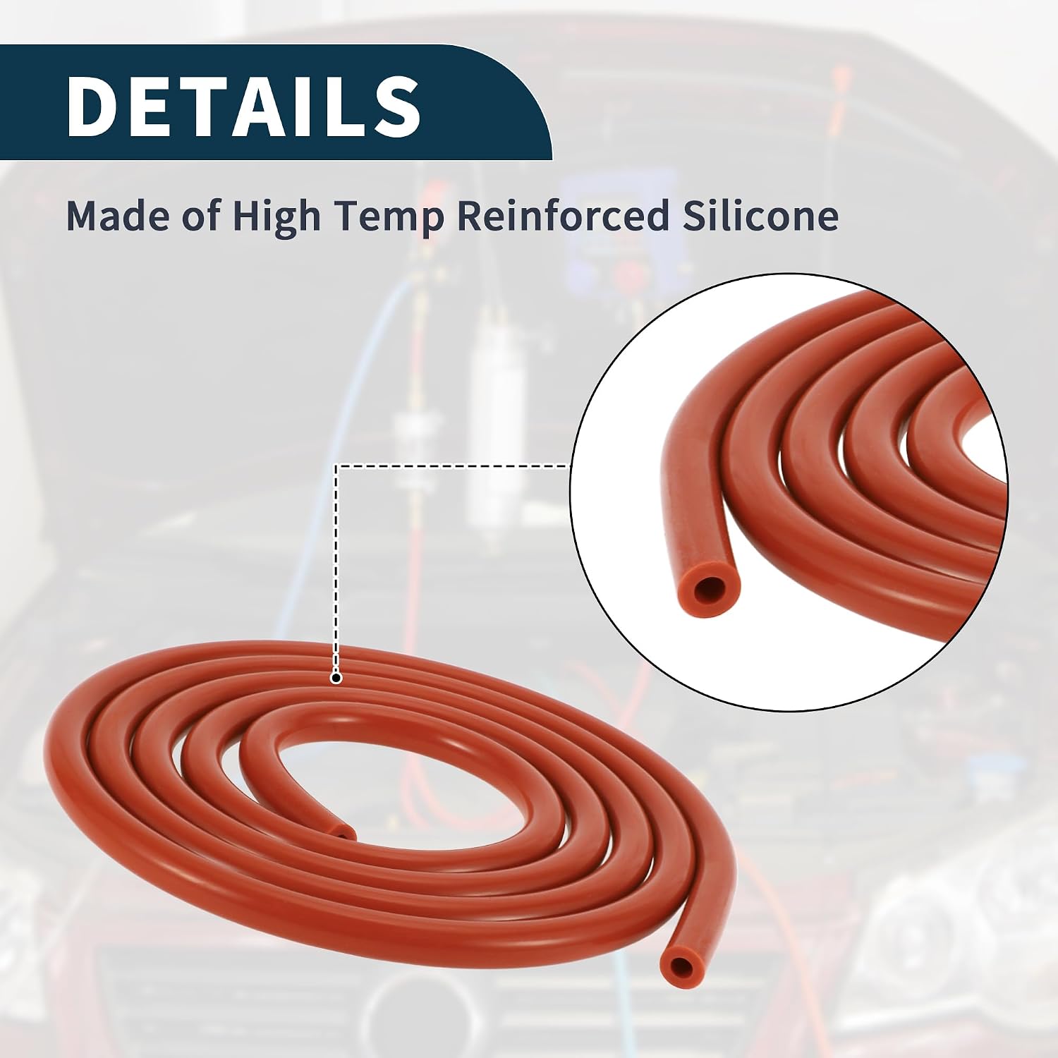Silicone Vacuum Tubing Hose 130PSI Max Pressure Automotive Vacuum Line Red with Vacuum Connector 1 Set 6.6Ft 4/6/8/12mm ID 3mm Thickness
