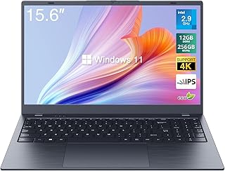 15.6-inch Windows 11 Laptop, 12GB RAM, 256GB NVMe SSD, up to 2100MB/S, FHD IPS Display, Intel Celeron N5095 Quad Core, 5G WiFi, BT4.2, Type C and Camera Cover, Lightweight and Portable