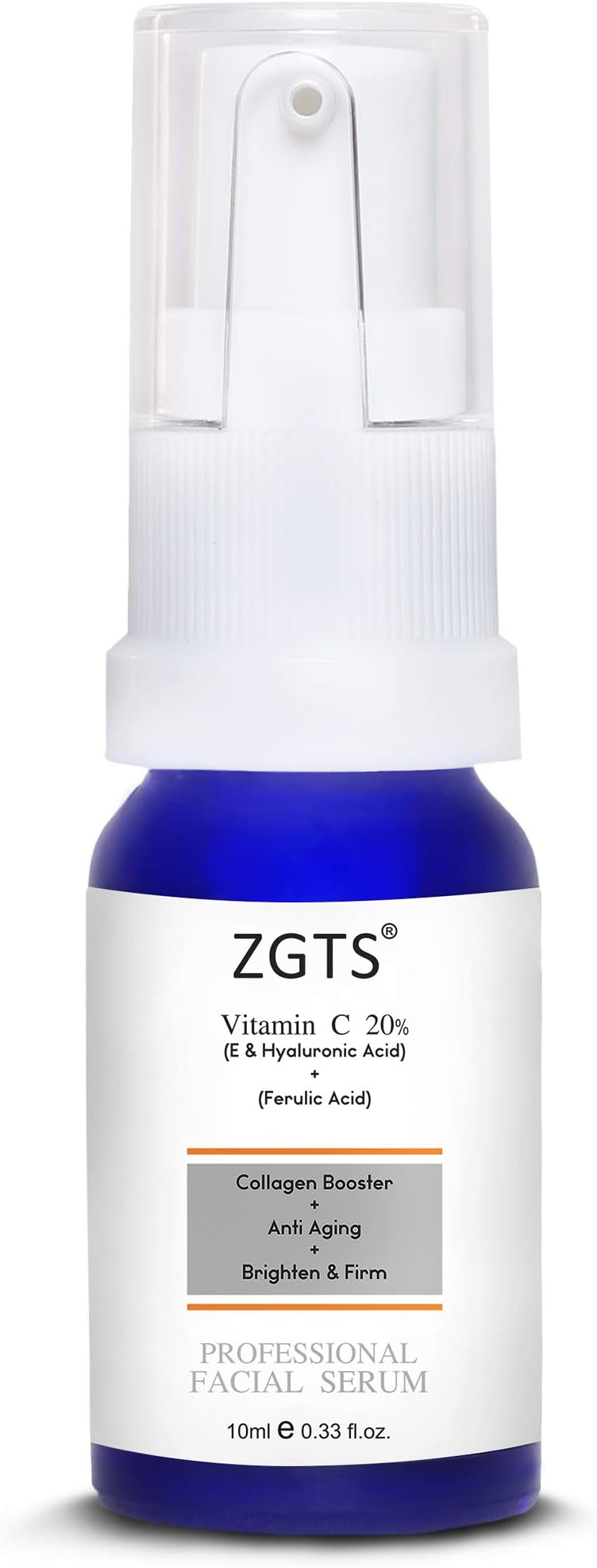 ZGTS Vitamin C Serum for Face, Topical Facial Serum with Hyaluronic Acid, Vitamin E, Ferulic Acid 10ml