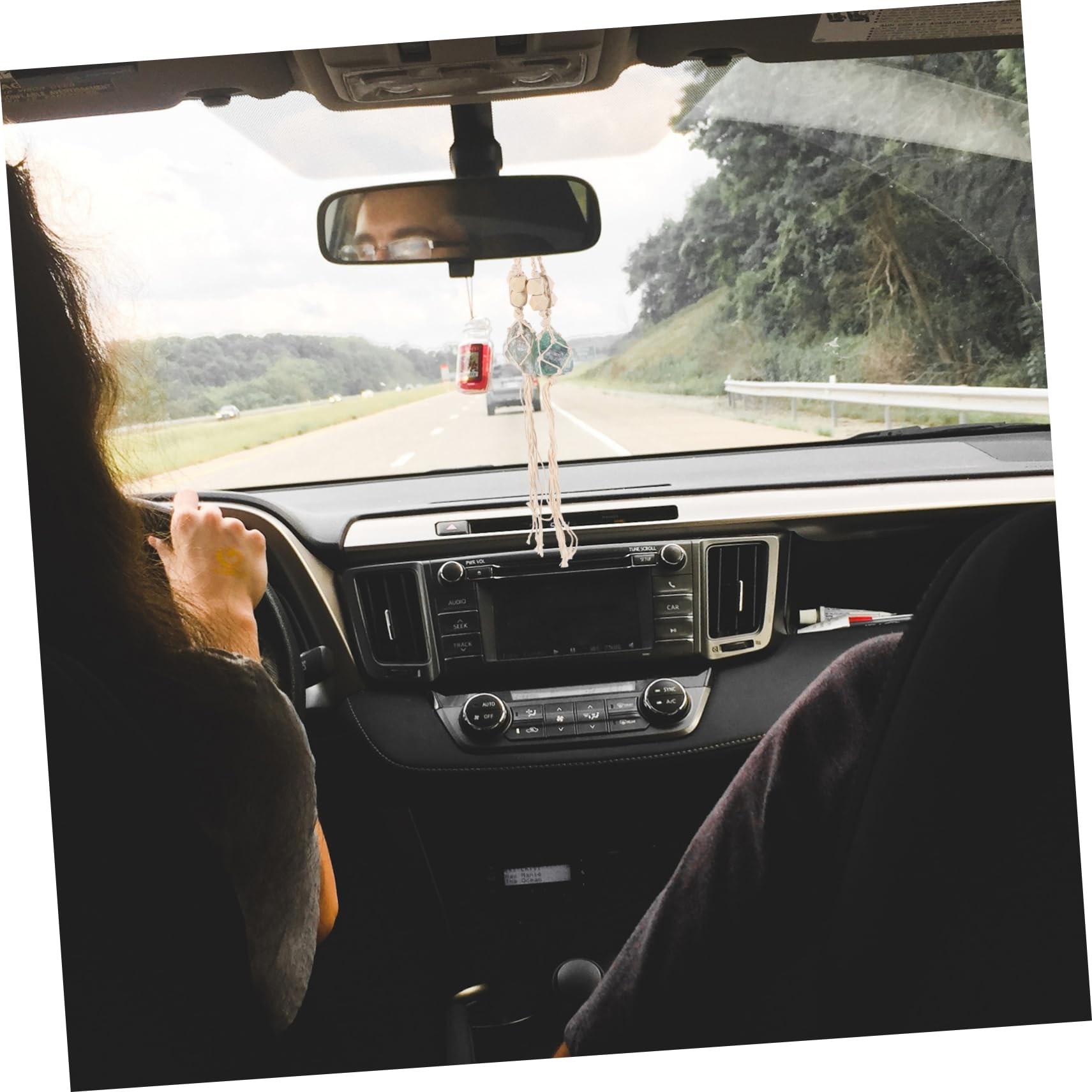 TOYANDONA 4 Ensembles Handle Handle Pendant Décor Pendaison Vue Arrière Accessoire Voiture Rétroviseur Suspendu Ornement Suspendu De Miroir De Voiture Fil De Coton 2 Pièces * 4