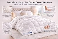 Vista 2 de Continental Bedding Serenity - Edredón de plumón de ganso blanco húngaro, 700 rellenos de potencia, peso de verano, estructura de caja deflectora