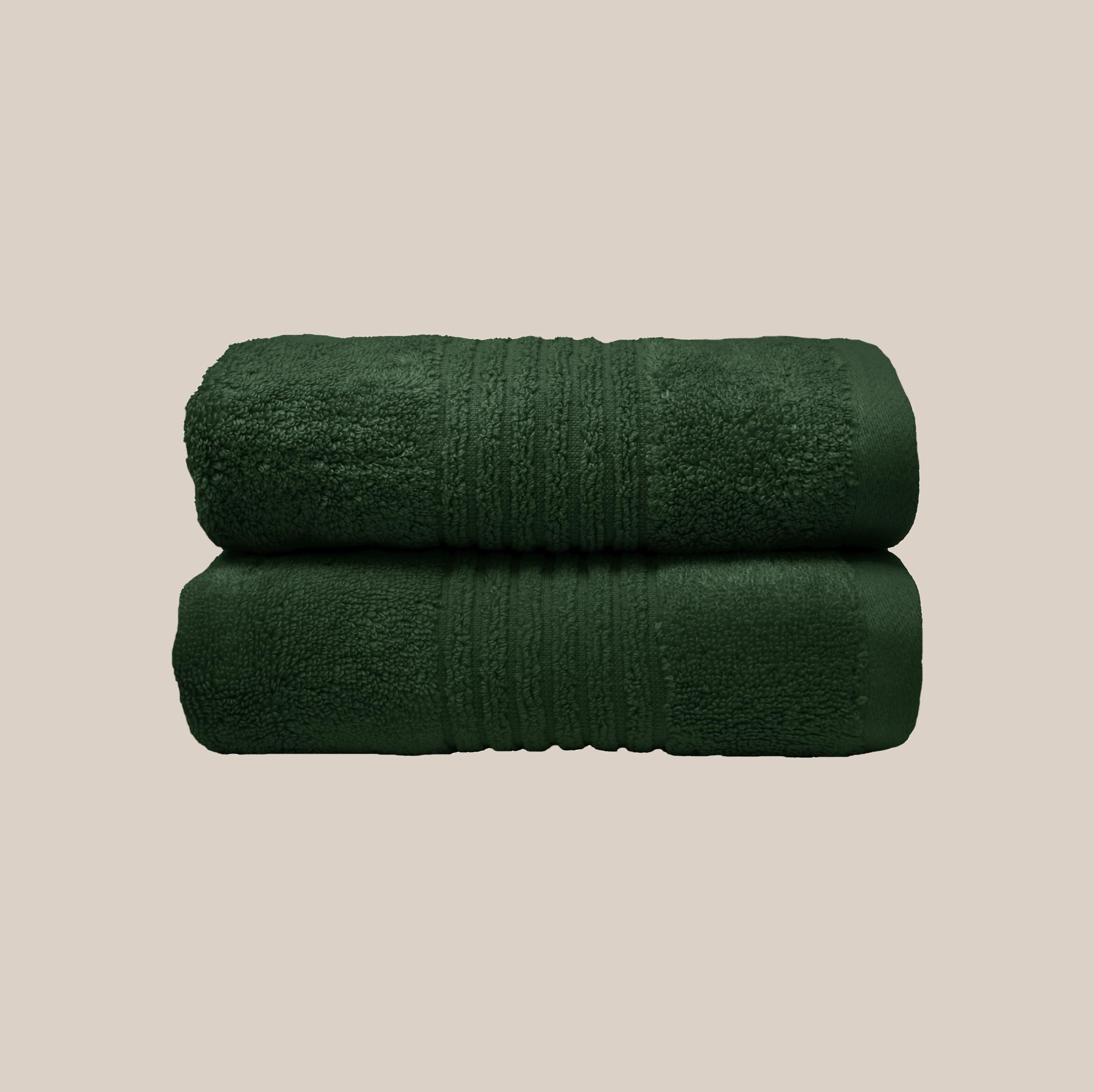Misona Pack of 2 Bamboo Hand Towels 50 x 90cm – Ultra Soft, Super Absorbent, Quick Dry, Zero Twist Bathroom Towels, Plush 580GSM (Khaki Green)