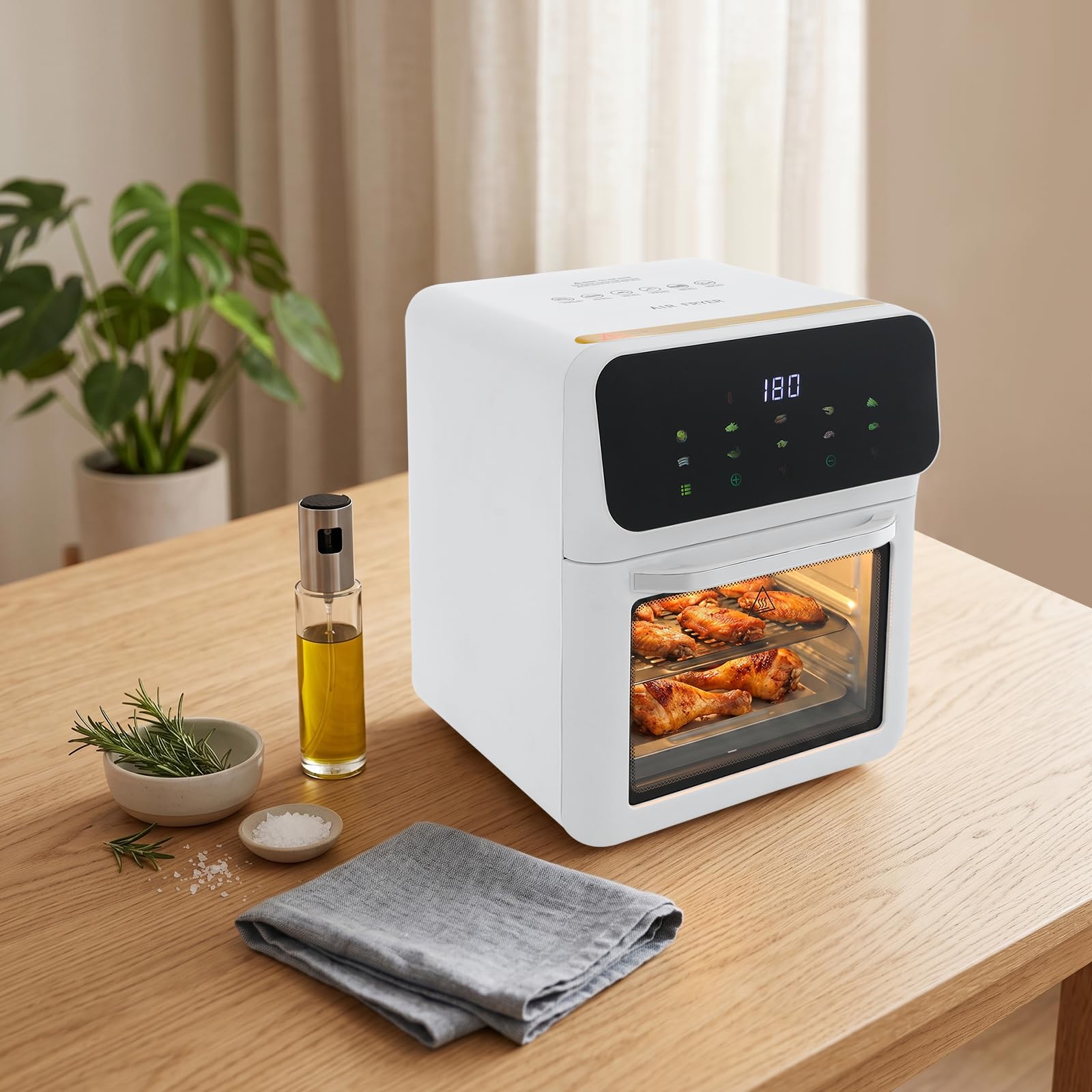 Friggitrice ad aria,air fryer 10L,senza olio con finestra,touchscreen LED