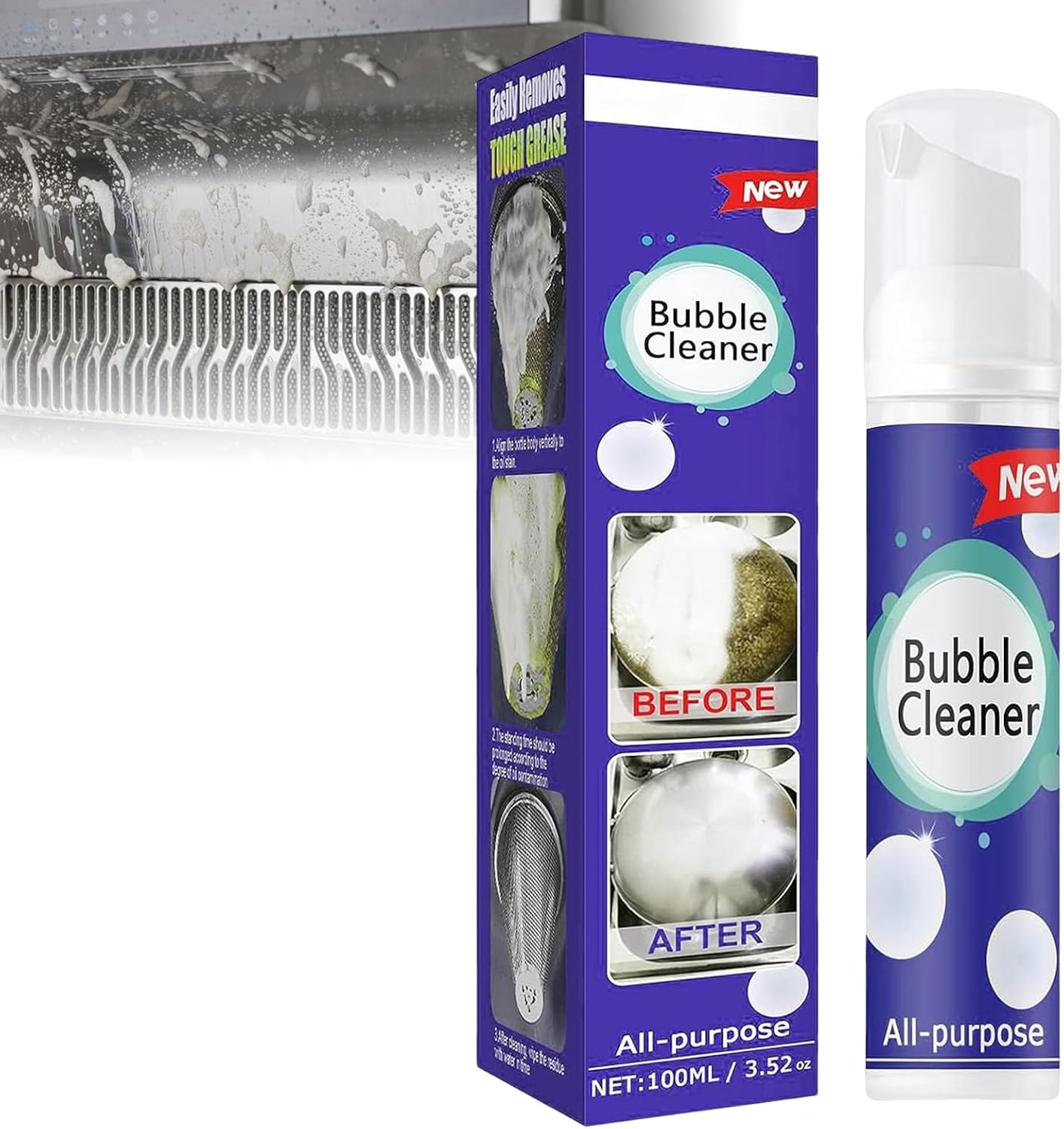 Bubble Cleaner Foam,Starke Fettreinigung,100ml Beedac Schaumreiniger,AllPurpose Bubble Cleaner