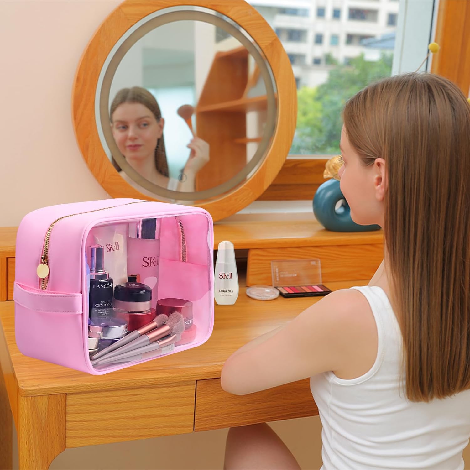 Travel Essentials Makeup Bag for Women Water-resistant Toiletry Organizer Nylon Cosmetic Pouch Preppy Stuff - Image 2