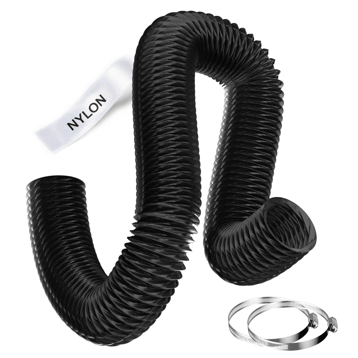 Gaine d’Aération Ø75 mm 5 m Noir – Tuyau Flexible Renforcé en Nylon, Insonorisé & Isolé, Haute Résistance 120°C pour Ventilation, Sèche-linge, Cuisine