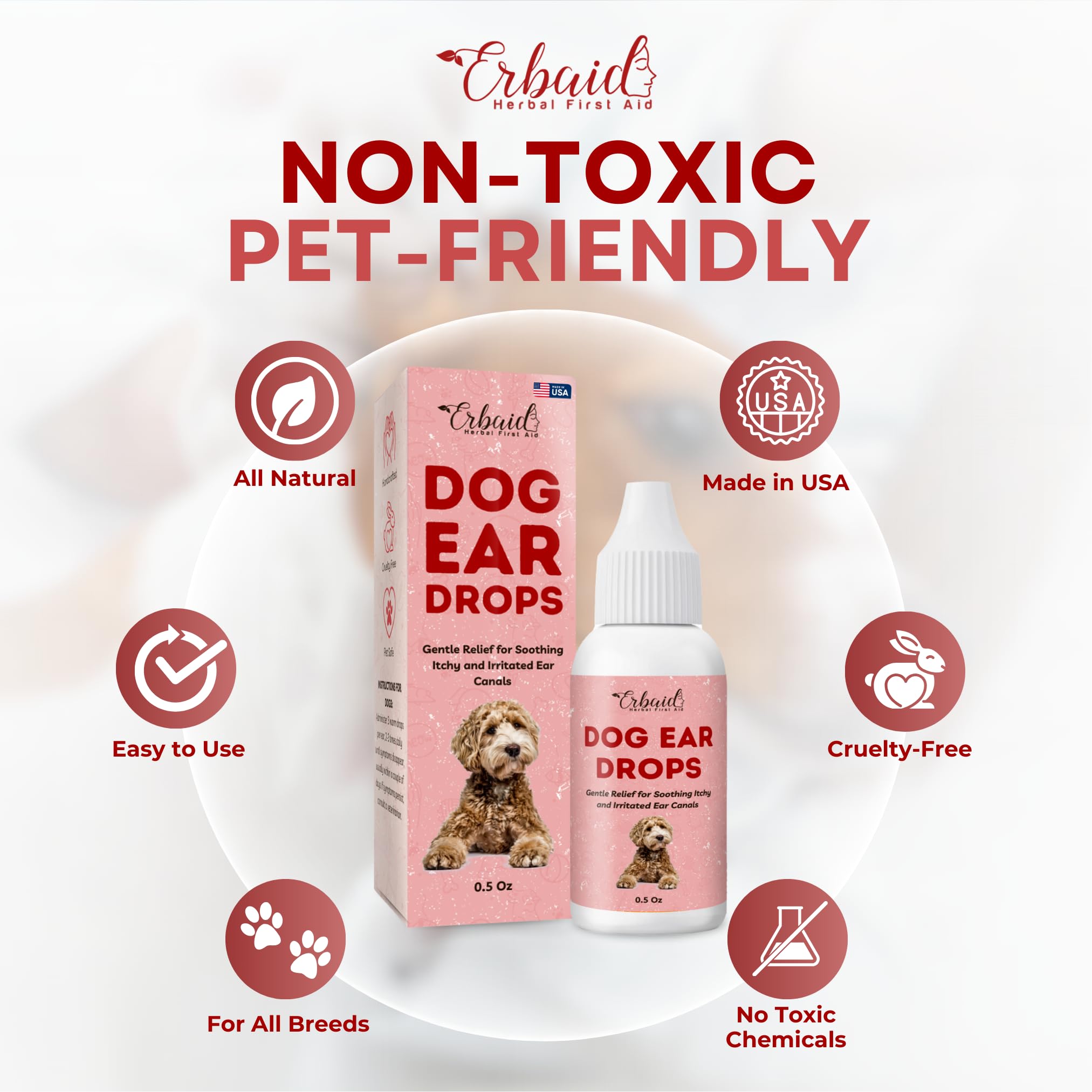 Dog Ear Cleaner – All Natural Ear Drops for Dogs Ear Infection – Eliminates Yeast Odor, Loosens Wax, Prevents Infections, Relieves Itching – Safe, Gentle, Effective Itchy Ear Relief, Made in USA - image 4