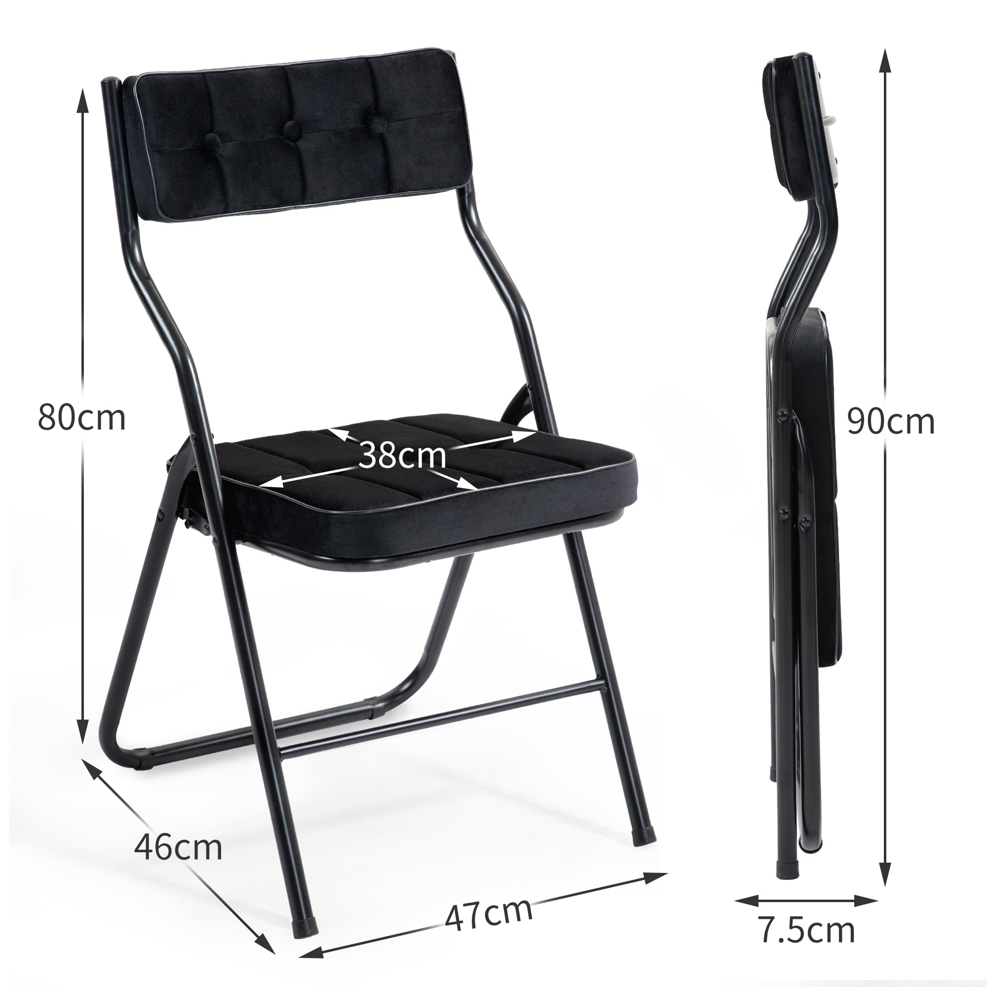 Homgoday Silla Plegable con Asiento y Respaldo Acolchados - Pack de 2 para Comedor y Exterior