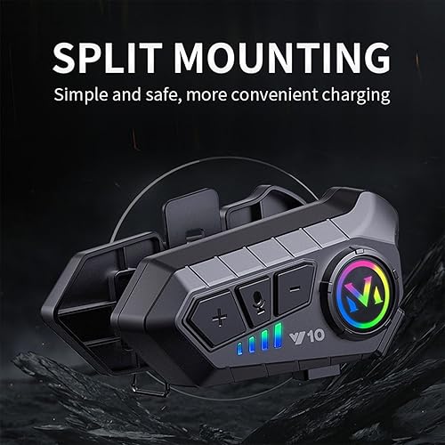 Miniatura 3 de Y10 Audífonos Bluetooth para casco de motocicleta, auriculares Bluetooth 5.3, reducción inteligente de ruido, calidad de sonido de nivel HiFi,