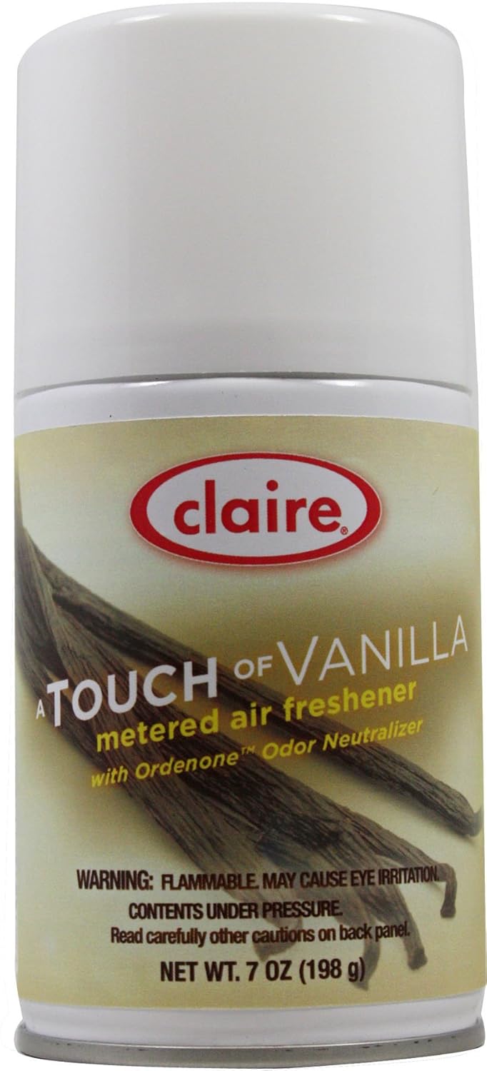 Claire C-108 7 Oz. A Touch of Vanilla Metered Air Freshener Aerosol Can (Case of 12)