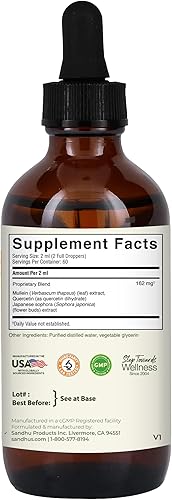 Miniatura 5 de Sandhu's Gotas de gordolobo para pulmones  Suplemento de extracto de hoja de gordolobo para apoyo a la salud inmunológica, pulmonar y respiratoria,