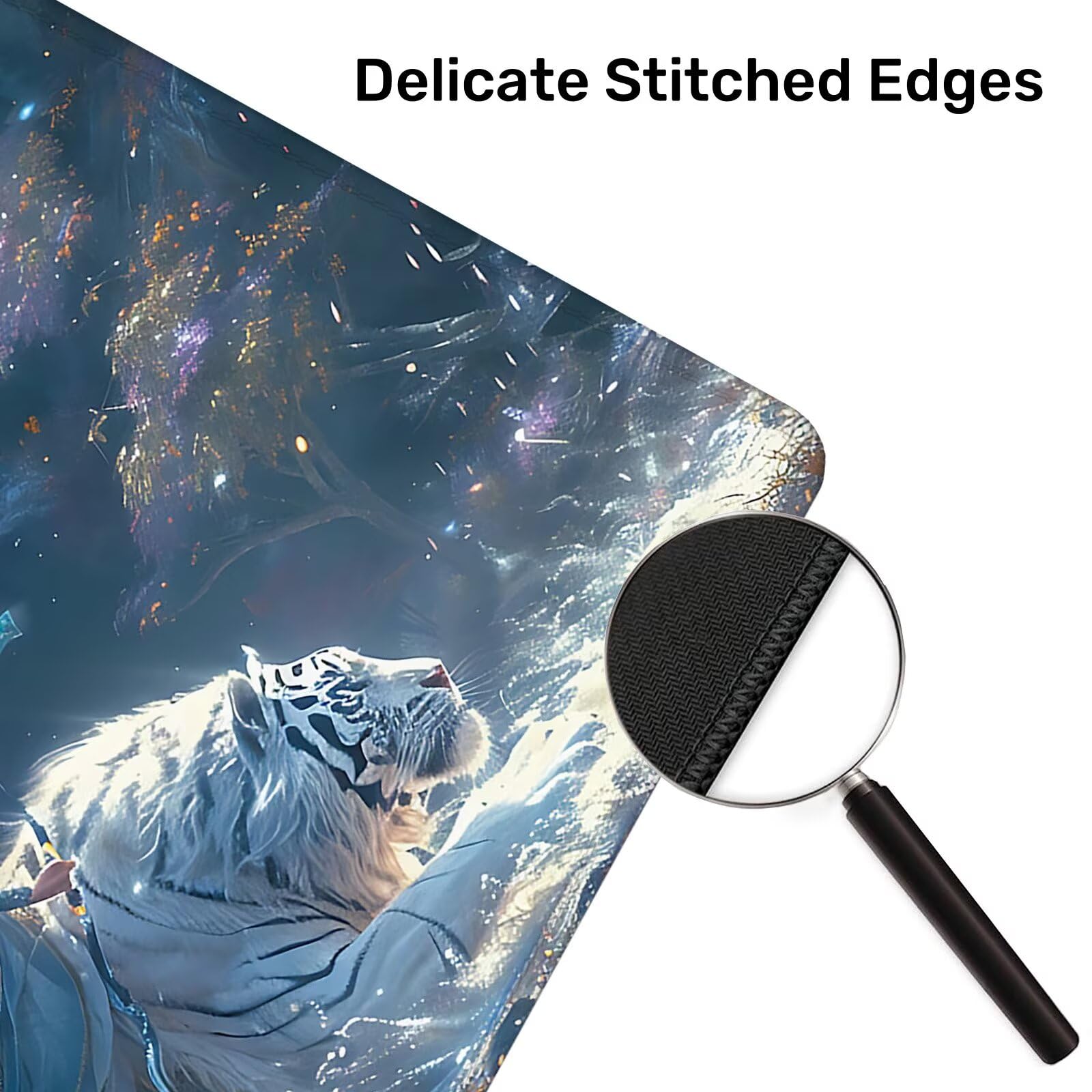 Alfombrilla Ratón Gaming, 1500x600x4 mm Alfombrilla Ratón XXL Dibujos Animados, Impermeable Alfombrilla Escritorio con Tela de Micro Tejido Superior, Base Antideslizante, Mousepad Gaming (Tigre) W-2