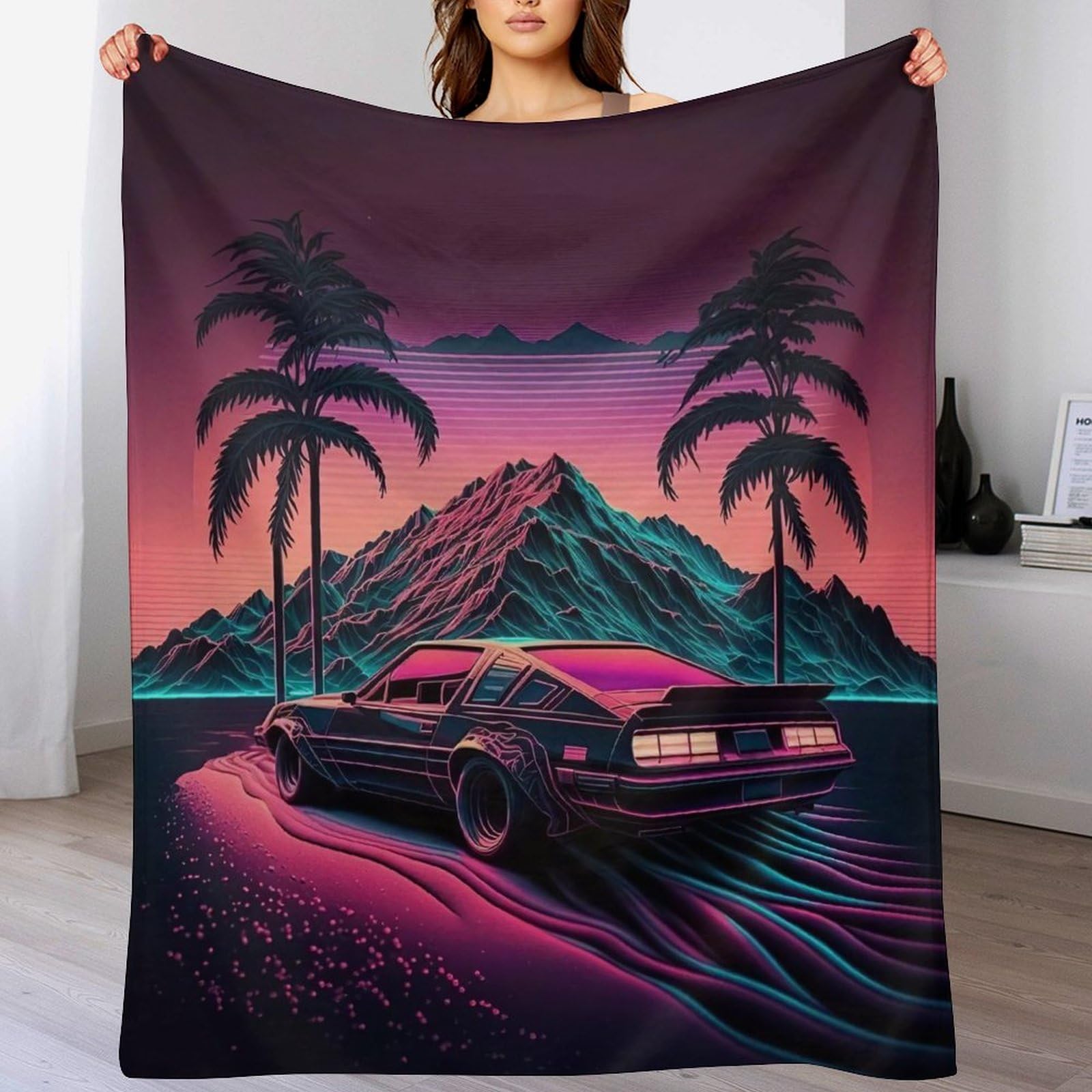 Couverture voiture au néon contre le froid sur le lit ou le canapé