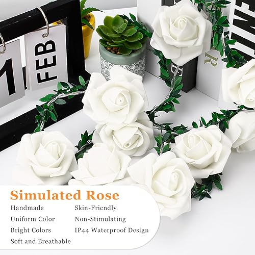 Miniatura 9 de VIPMOON Guirnalda de luces LED de rosas para el día de San Valentín, 6.6 pies, luz romántica de rosas, 20 luces LED que funcionan con pilas para