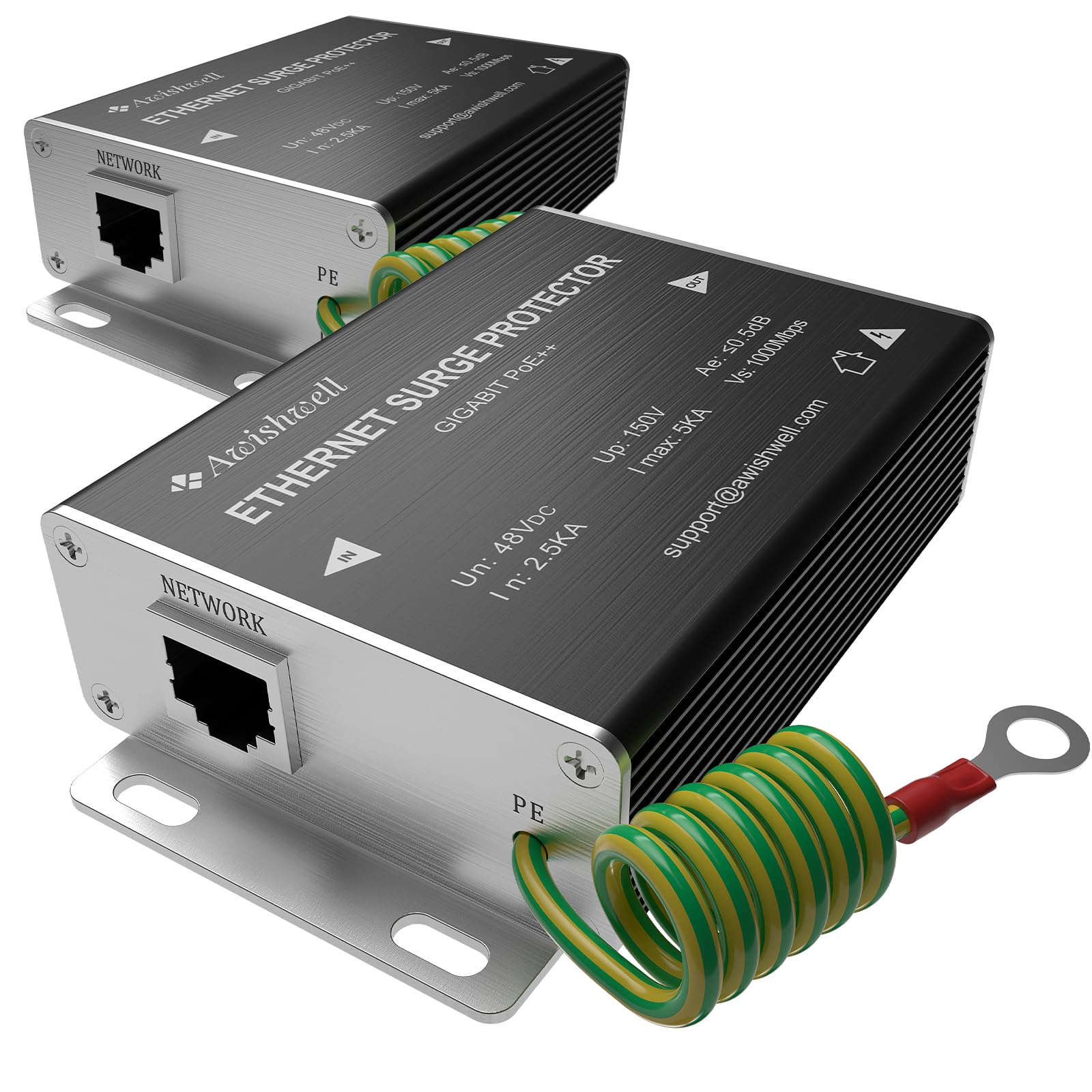 GDT+PTC Ethernet Surge Protector Gigabit, 2P 5KA PoE++Protection