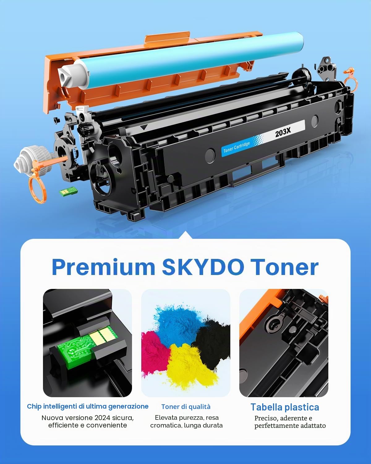 203X Toner compatibile per HP 203X 203A CF540X CF540A Toner per HP Color Laserjet Pro MFP M281fdw M281fdn M280nw M281cdw Laserjet Pro M254dw M254nw M254dn (nero ciano giallo magenta)