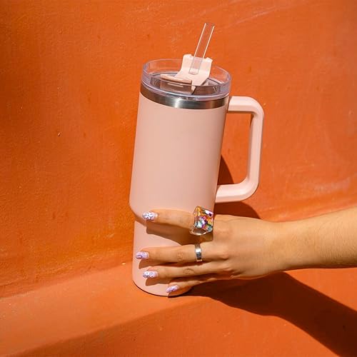 Miniatura 7 de Airboat - Paquete de 6 popotes de repuesto para vaso Stanley 40 30 20 14 onzas, popote reutilizable de acero inoxidable transparente con purpurina y