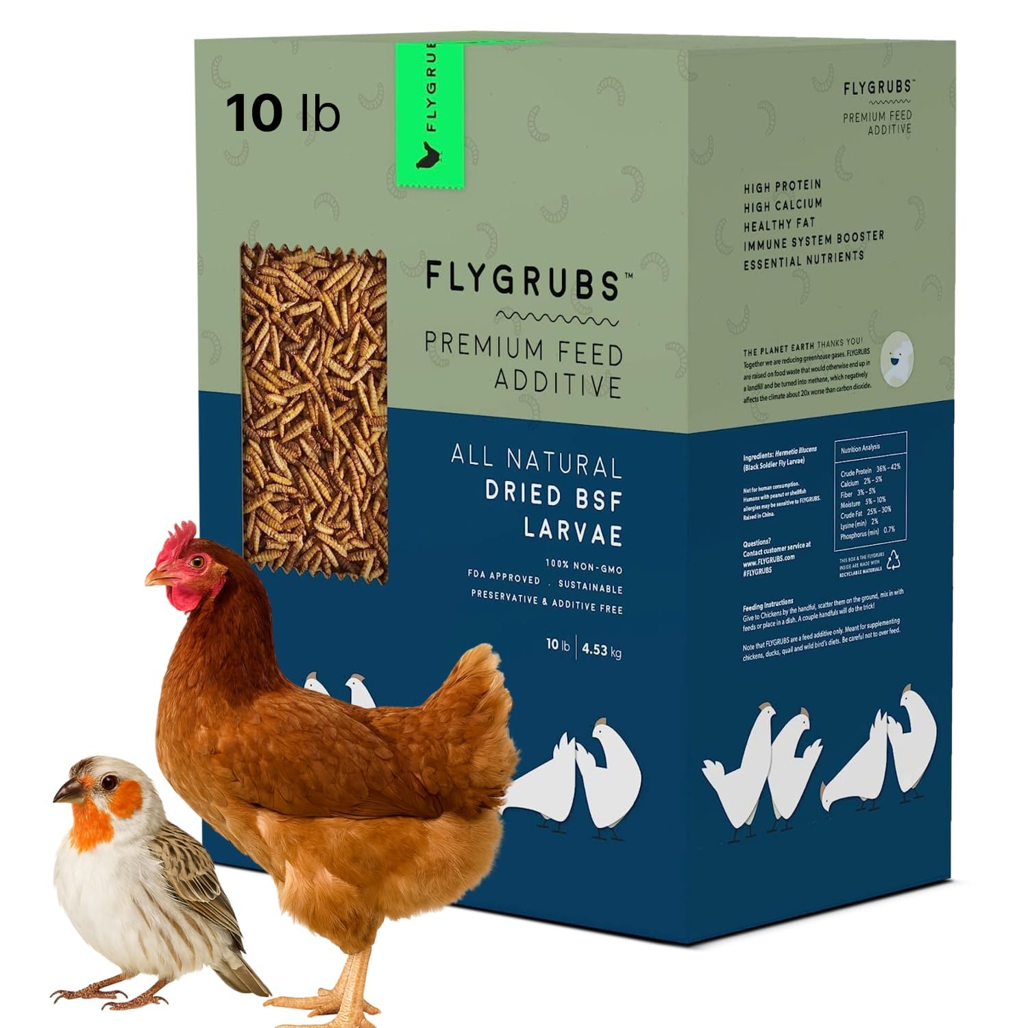 FLYGRUBS 10 lb Dried Black Soldier Fly Larvae