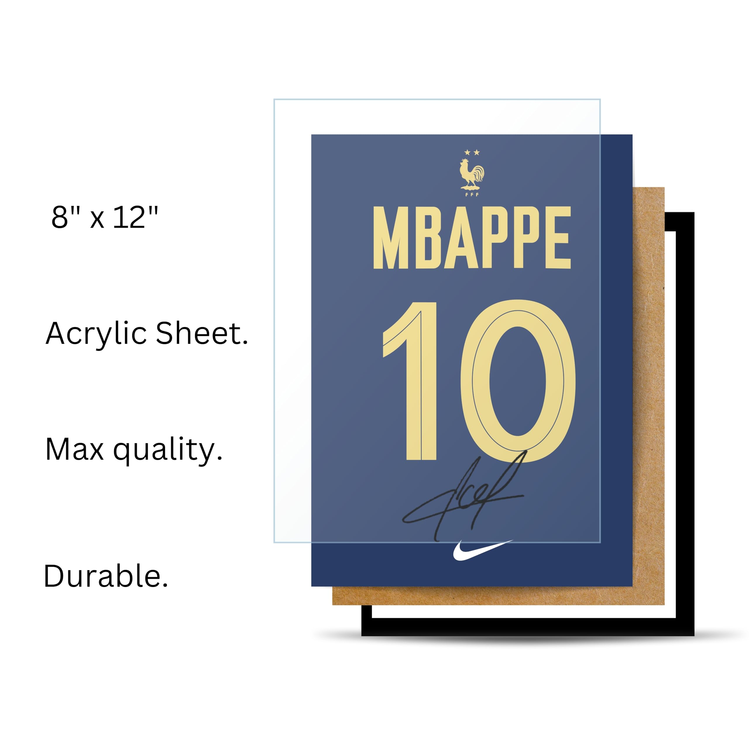 Posternet Football Jersey Style Wall Frame | Premium Sports Inspired Acrylic Wall Art | 8 x 12 Inch Framed Poster for Bedroom, Gaming Room, Office & Man Cave | Modern Athlete Number 10 Decor Gift for Football Fans 1