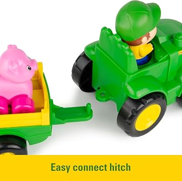 John Deere Animal Sounds Wagon Ride Musical Tractor Toy - Musical Toddler Toys - Includes Farmer Figure, Tractor, and 3 Farm Animals - Easter Basket Stuffers for Toddler - Ages 12 Months and Up