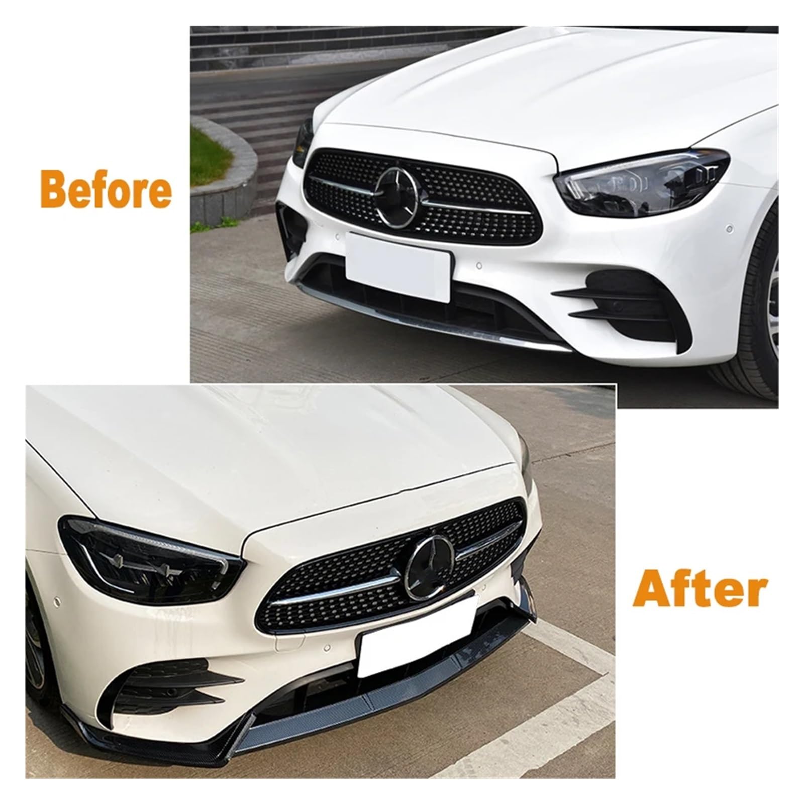 Lyjstore Przedni zderzak, nakładka kompatybilna z Mercedesem Klasy E W213 C238 2021+ E260 E300 AMG, dyfuzor splittera, zestawy nadwozia, spoiler, osłona zderzaka, akcesoria